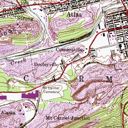 Topographic Map of Dooleyville, PA