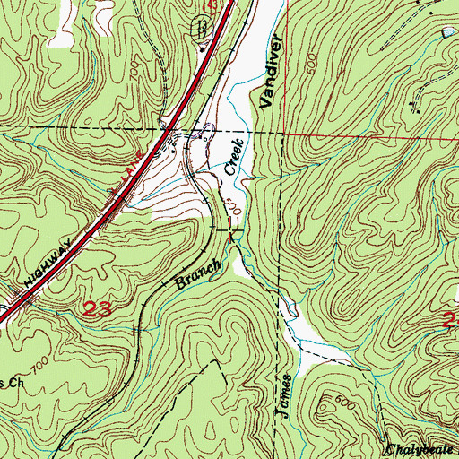 Topographic Map of Dodson Branch, AL