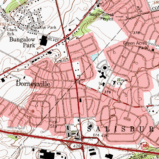 Topographic Map of Dorneyville, PA