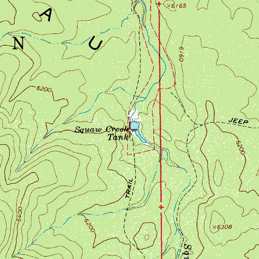 Topographic Map of Squaw Creek Tank, AZ