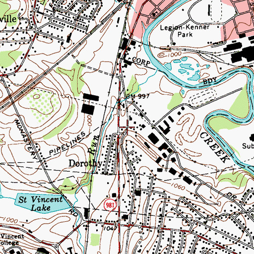 Topographic Map of Dorothy, PA