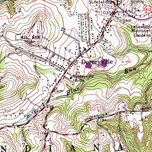 Topographic Map of Dorseyville Home, PA