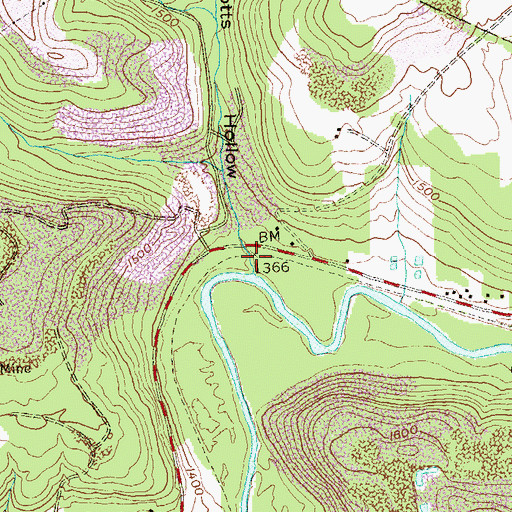 Topographic Map of Dotts Hollow, PA