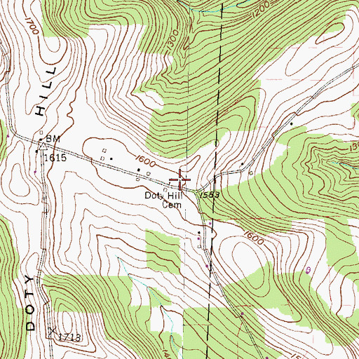 Topographic Map of Doty Hill Cemetery, PA