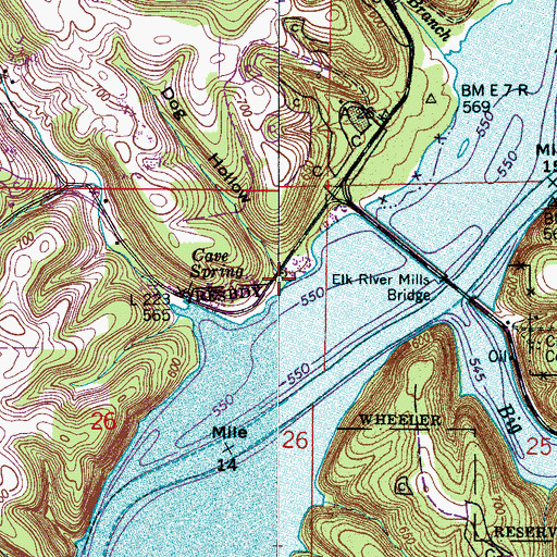 Topographic Map of Dog Hollow, AL