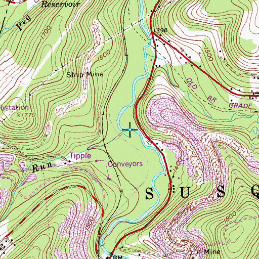 Topographic Map of Douglas Run, PA