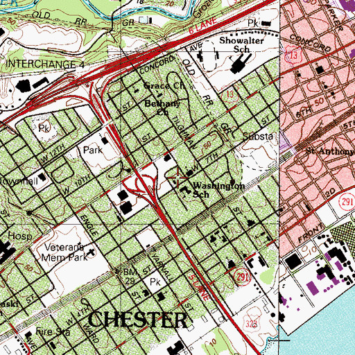 Topographic Map of Douglas School, PA