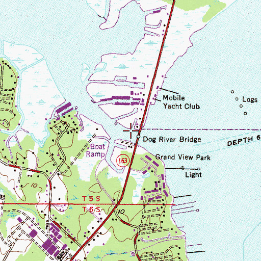 Topographic Map of John Roberts Peavy Bridge, AL
