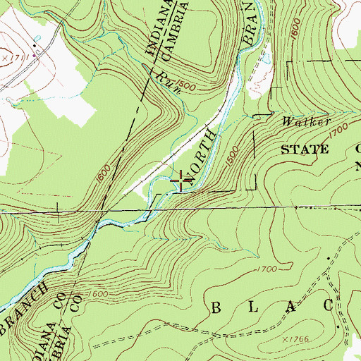 Topographic Map of Downey Run, PA