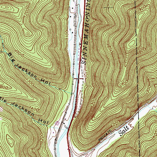 Topographic Map of Downey Run, PA
