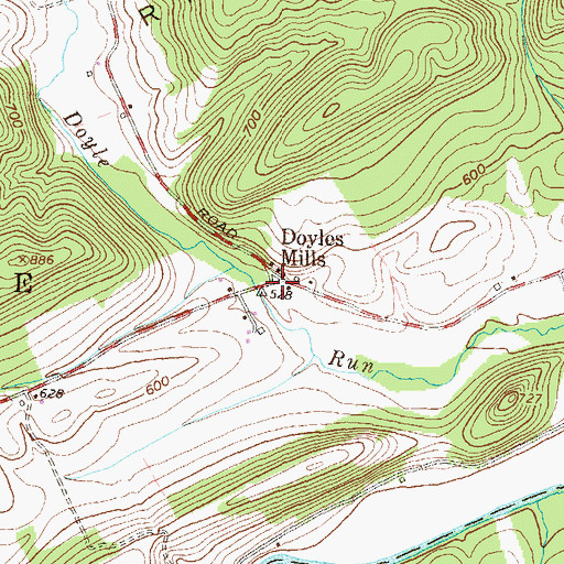 Topographic Map of Doyles Mills, PA