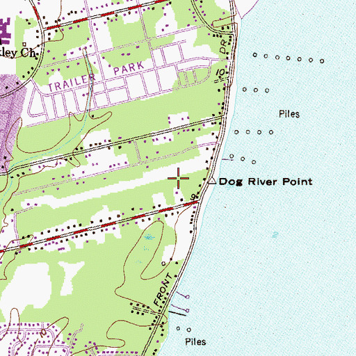 Topographic Map of Dog River Point, AL