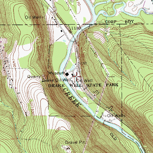Topographic Map of Drake Oil Well, PA
