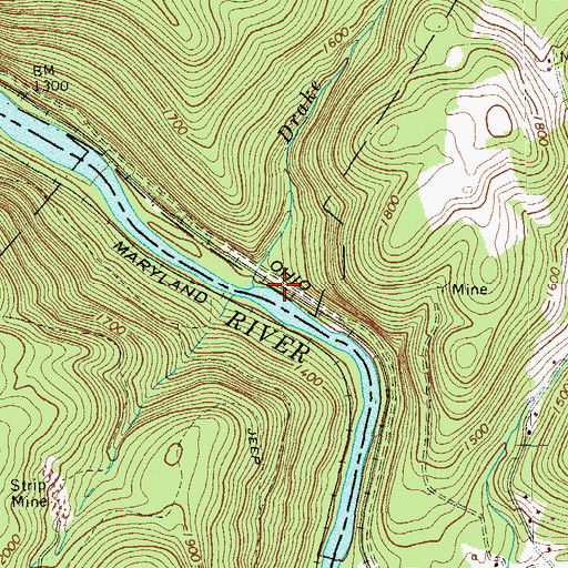 Topographic Map of Drake Run, PA