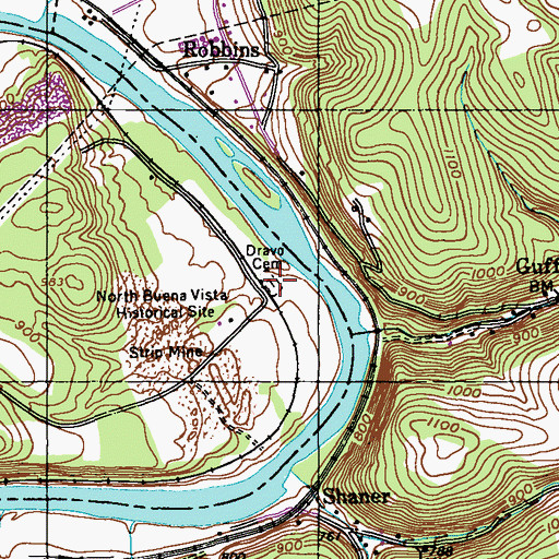 Topographic Map of Dravo Cemetery, PA