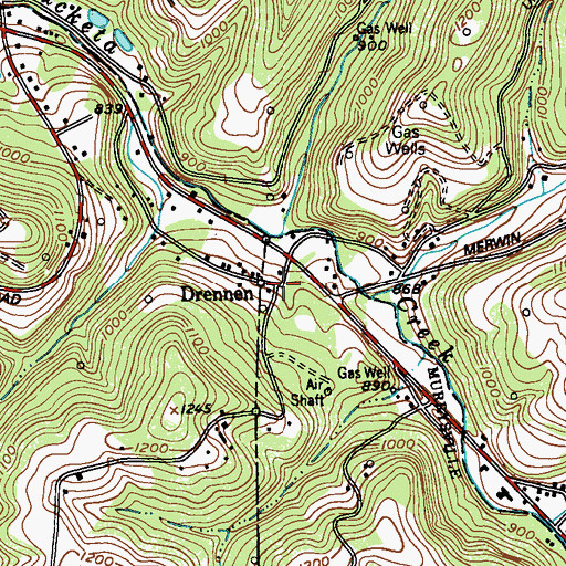 Topographic Map of Drennen, PA