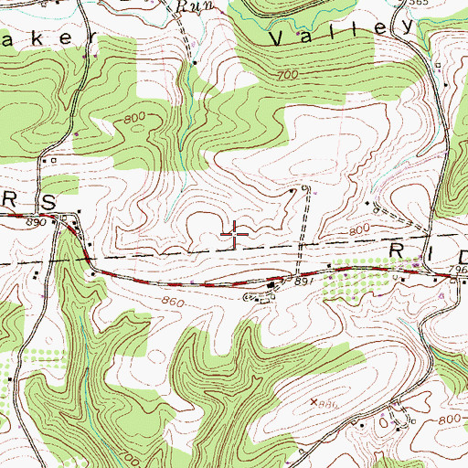 Topographic Map of Dresslers Ridge, PA