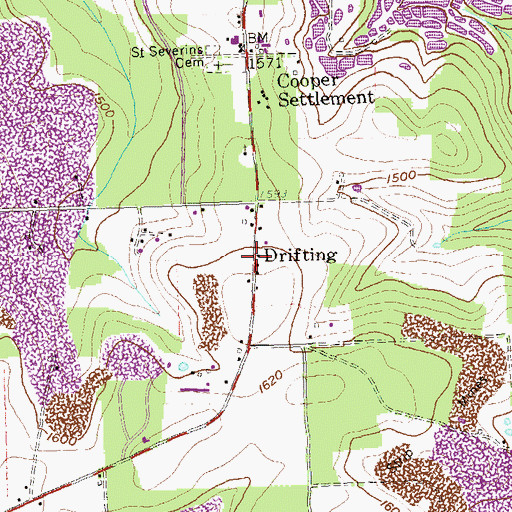 Topographic Map of Drifting, PA