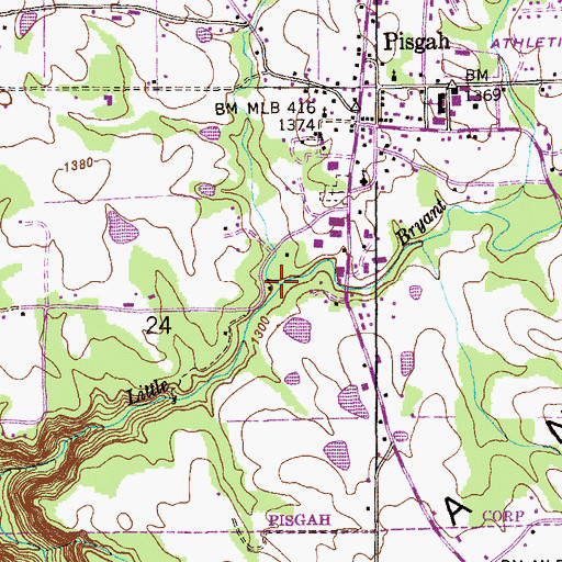 Topographic Map of Dogwood Branch, AL