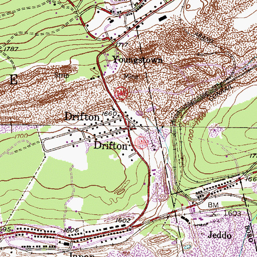 Topographic Map of Drifton, PA