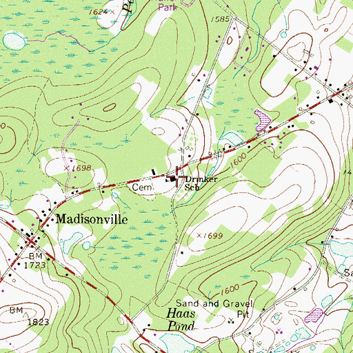 Topographic Map of Drinker School, PA