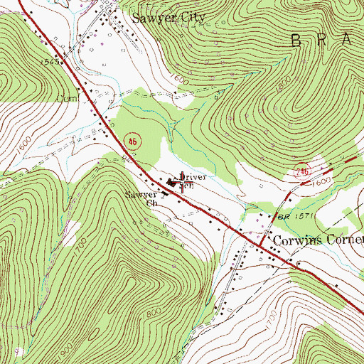 Topographic Map of Driver School, PA