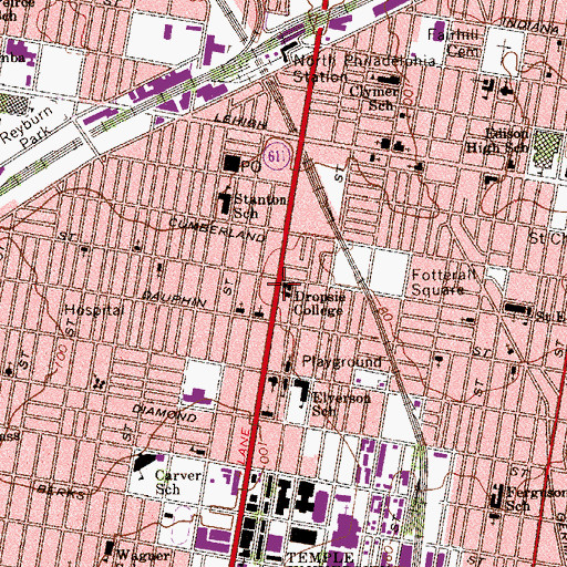 Topographic Map of Dropsie College, PA