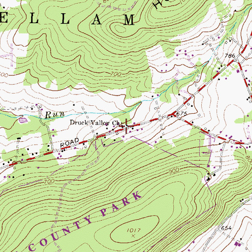 Topographic Map of Druck Valley Church, PA