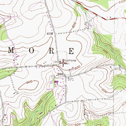 Topographic Map of Drumore Cemetery, PA