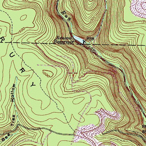 Topographic Map of Drury Ridge, PA