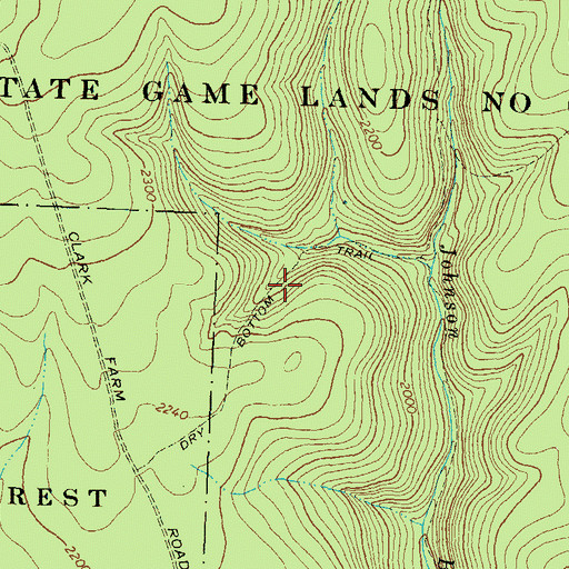 Topographic Map of Dry Bottom Trail, PA