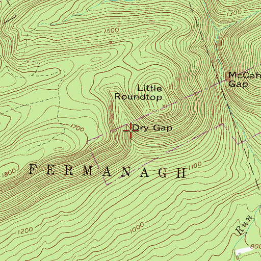Topographic Map of Dry Gap, PA