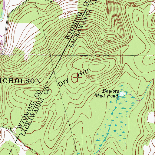 Topographic Map of Dry Hill, PA