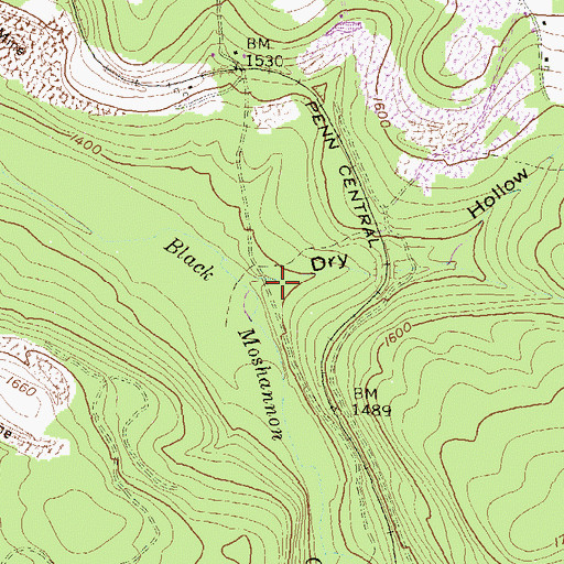 Topographic Map of Dry Hollow, PA