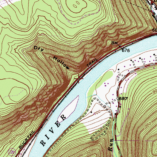 Topographic Map of Dry Hollow, PA