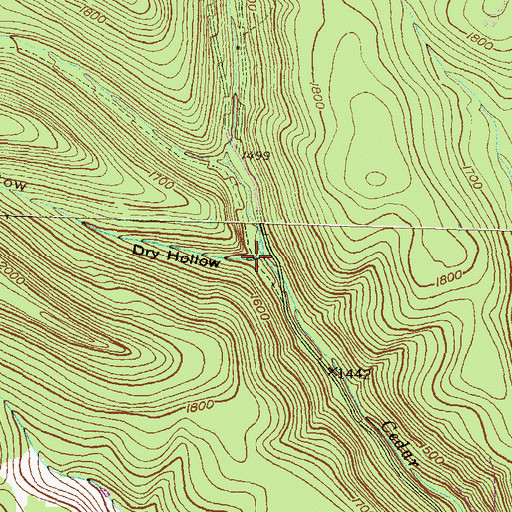 Topographic Map of Dry Hollow, PA