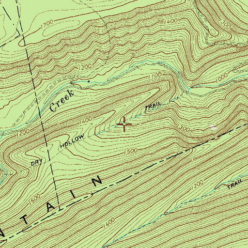 Topographic Map of Dry Hollow Trail, PA
