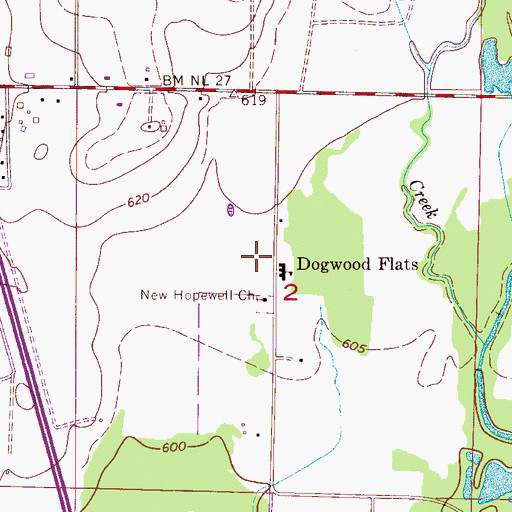 Topographic Map of Dogwood Flats, AL