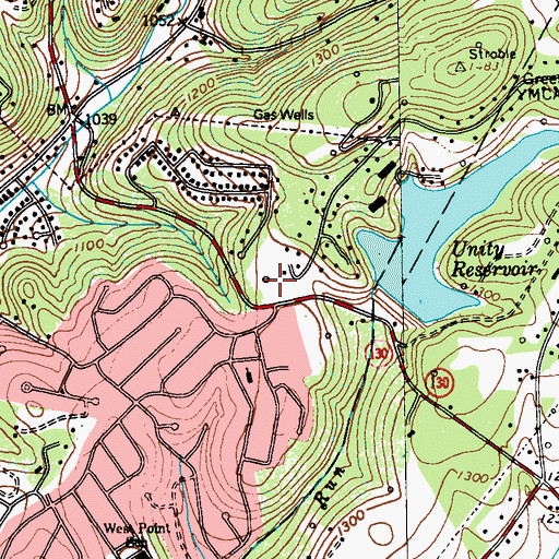 Topographic Map of Dry Ridge Reservoir, PA