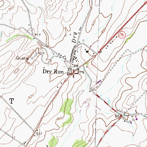 Topographic Map of Dry Run, PA