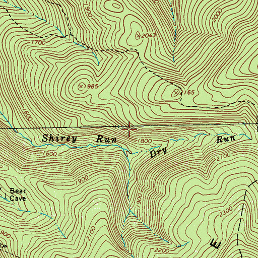 Topographic Map of Dry Run, PA