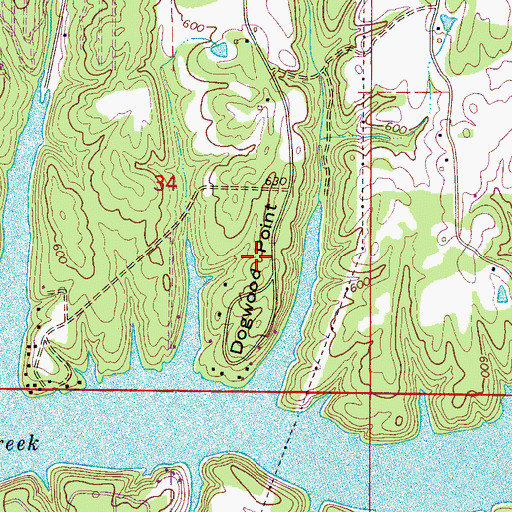 Topographic Map of Dogwood Point, AL
