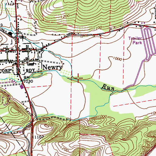 Topographic Map of Dry Run, PA
