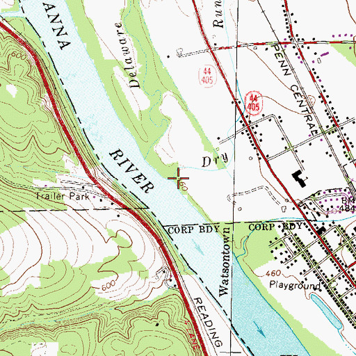 Topographic Map of Dry Run, PA