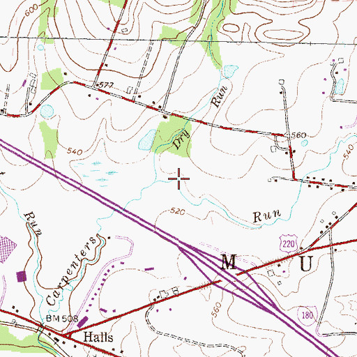 Topographic Map of Dry Run, PA