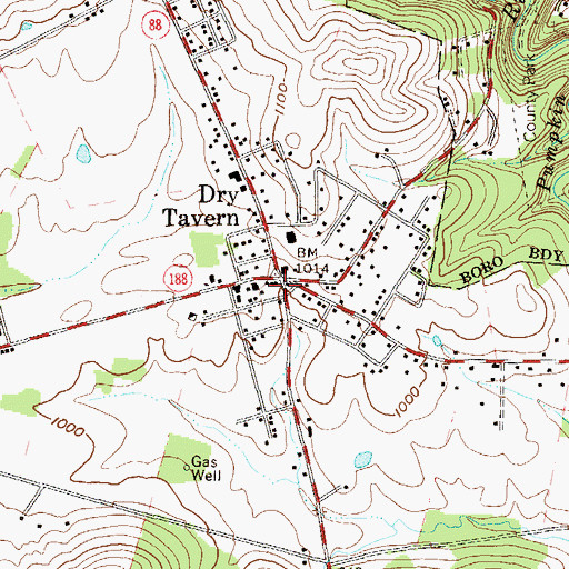 Topographic Map of Dry Tavern, PA