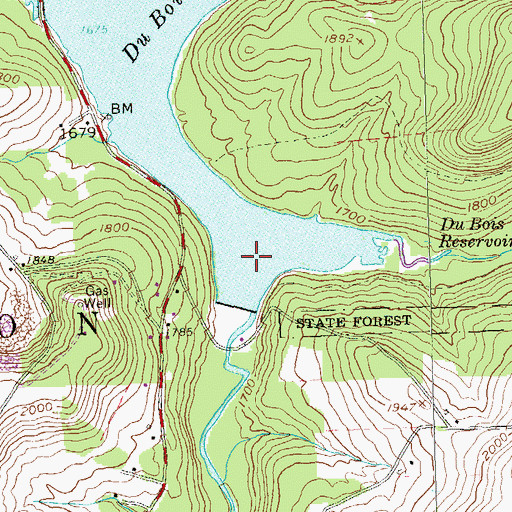 Topographic Map of Du Bois Reservoir, PA
