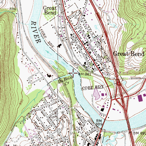 Topographic Map of DuBois Creek, PA