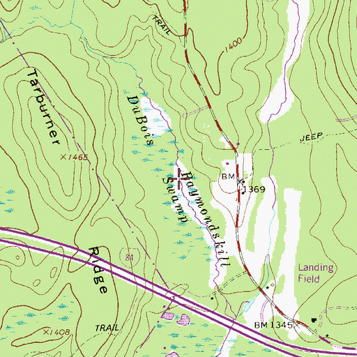 Topographic Map of DuBois Swamp, PA