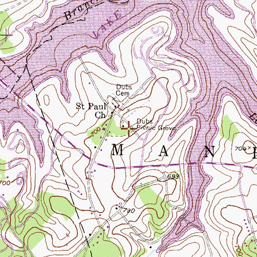 Topographic Map of Dubs Picnic Grove, PA